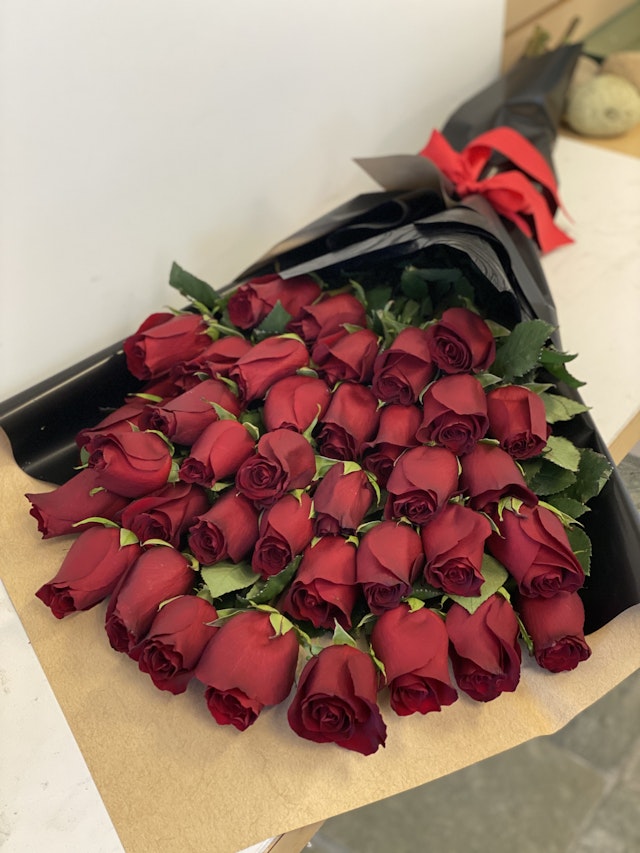 36 Red roses wrapped