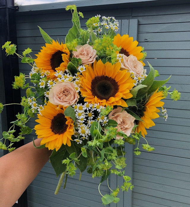 sunflowers and roses